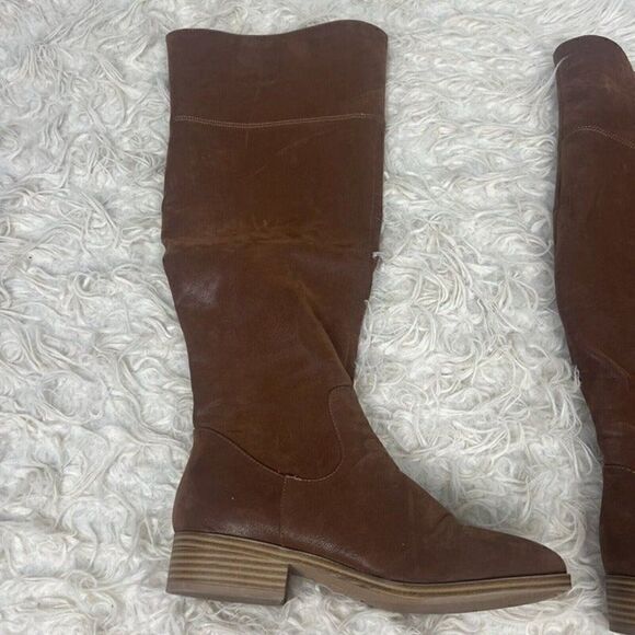 MIA Womens Marri Tall Distressed faux leather pull-on Brown Cognac Boot Size 7 - Picture 6 of 12